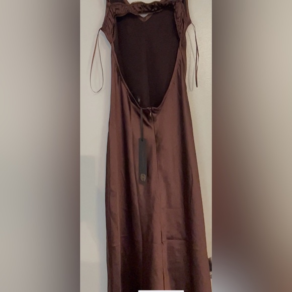 NWT HOUSE OF HARLOW 1960 Satin effect BROWN BURGUNDY DRESS. Sz S - Picture 12 of 16
